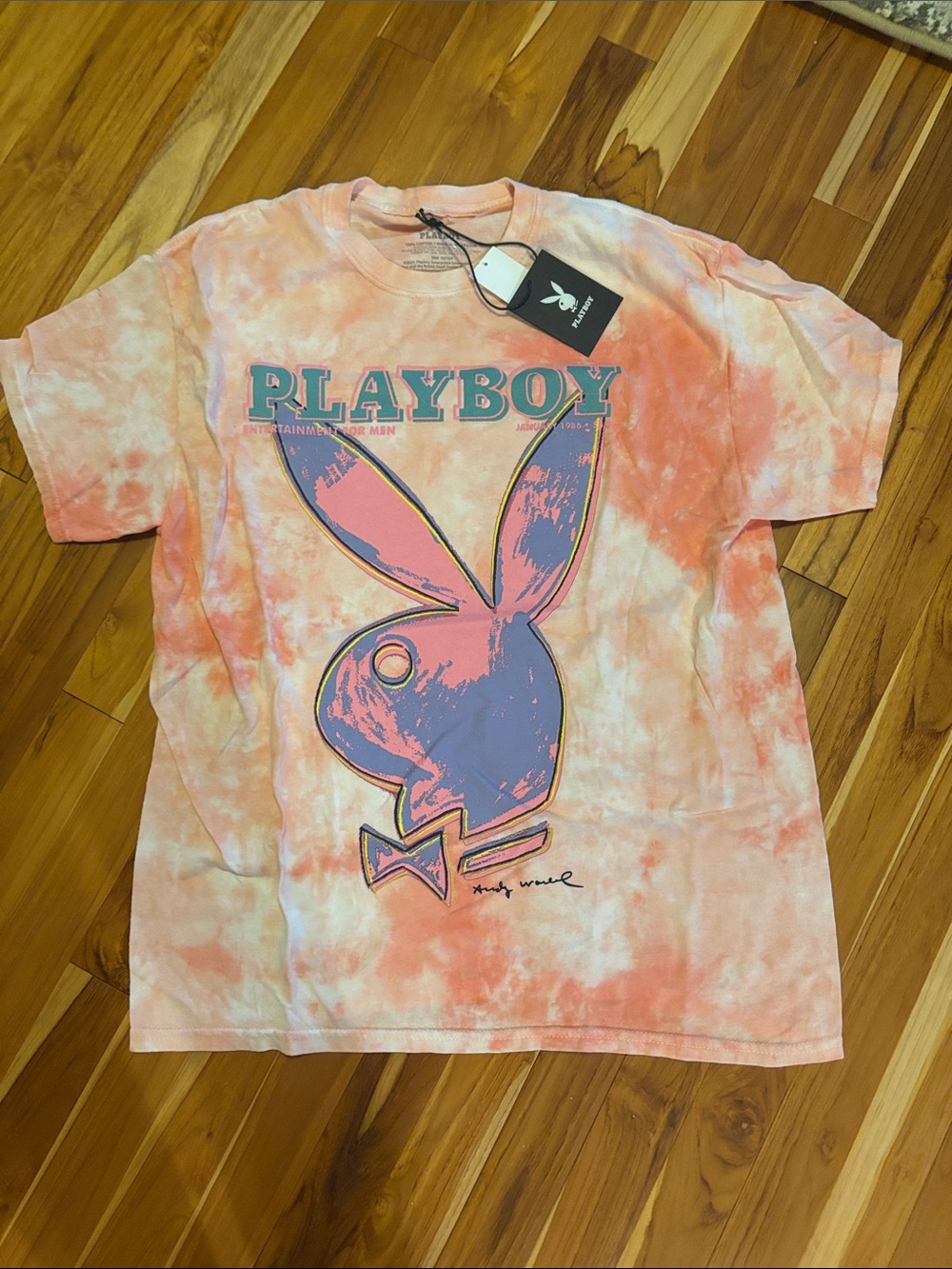PLAYBOY Pink & Purple Tie-Dye Bunny Graphic Tee